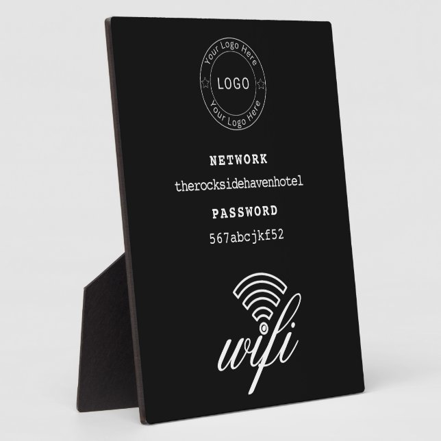 Wifi Network and Password Black Plaque Fotoplatte (Seite)