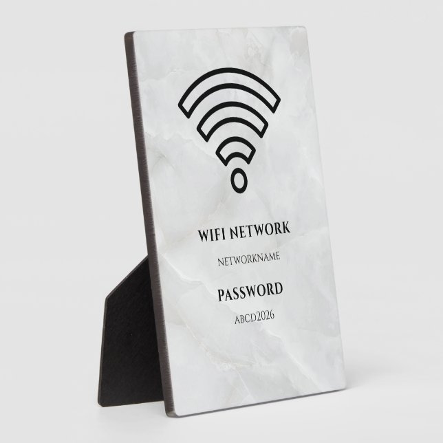 Wifi Network and Password Black Plaque Fotoplatte (Seite)