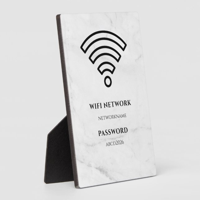Wifi Network and Password Black Plaque Fotoplatte (Seite)