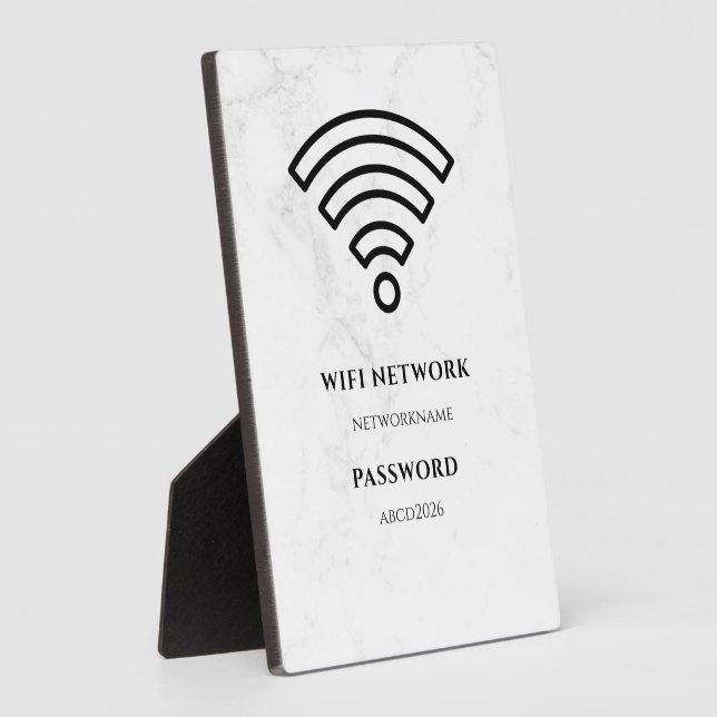 Wifi Network and Password Black Plaque Fotoplatte (Seite)