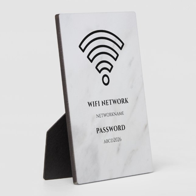 Wifi Network and Password Black Plaque Fotoplatte (Seite)