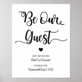 Wifi Network Info Wedding Sign |Moderne Kalligrafi Poster