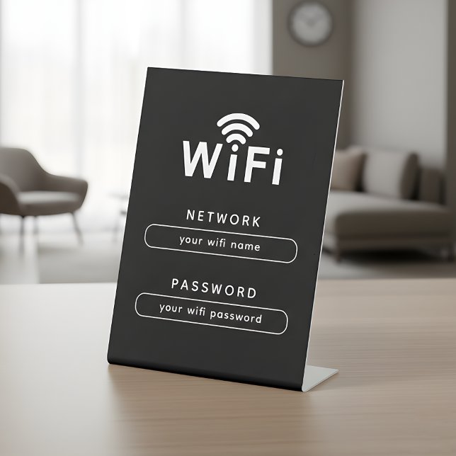 WIFI Network Login Table Sign | Simple Sleek Black Sockelschild (Von Creator hochgeladen)