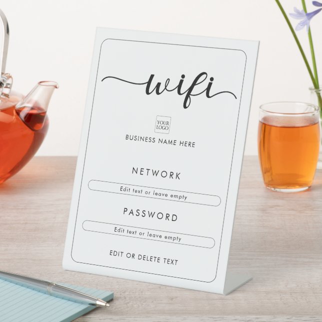 WiFi Network Password Logo Business Café Sockelschild (In Situ)