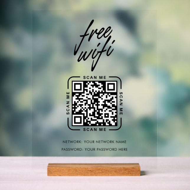 Wifi Network QR Code Black Modern Business Acrylschild (Neutral)
