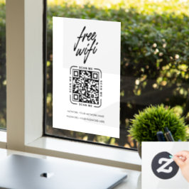 Wifi Network QR Code Black Modern Business Fensteraufkleber
