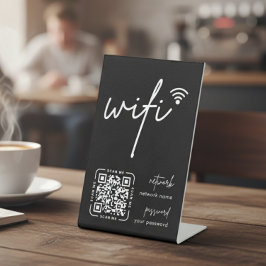 Wifi Network QR Code Black Modern Business Sockelschild