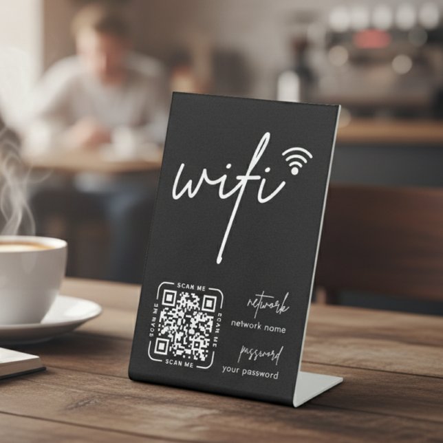 Wifi Network QR Code Black Modern Business Sockelschild (Von Creator hochgeladen)