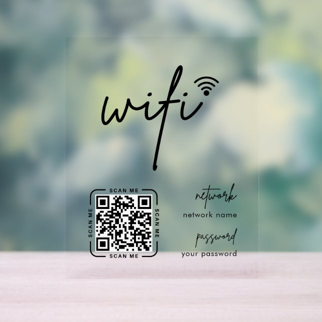 Wifi Network QR Code White Modern Business Acrylschild (Neutral)