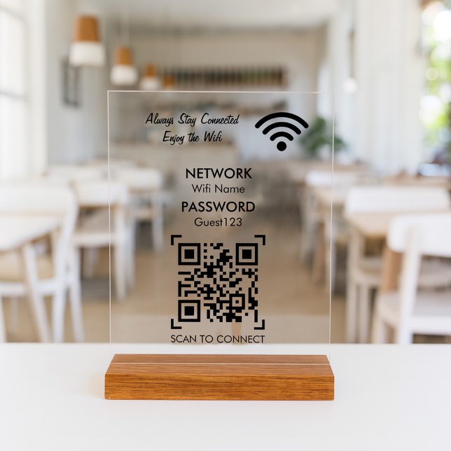Wifi Network With QR Code Custom Text For Guests Acrylschild (Von Creator hochgeladen)