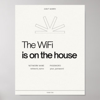 Wifi-Netzwerk-Herberge airbnb Bed & Breakfast info Poster