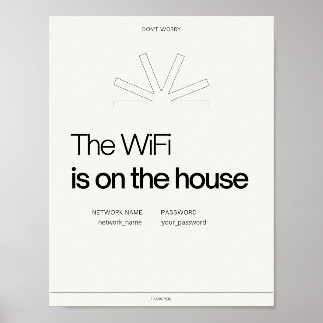 Wifi-Netzwerk-Herberge airbnb Bed & Breakfast info Poster (Vorne)
