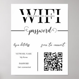 WIFI-Netzwerk-Passwort QR-Code Schwarz & Weiß Mode Poster