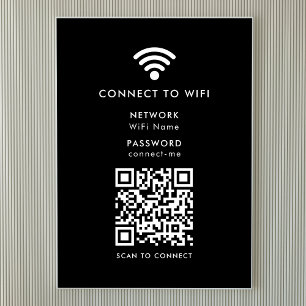 WiFi-Netzwerk QR Code Internet Password Black Poster