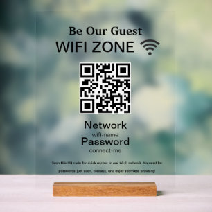 Wifi-Netzwerk QR-Code-Internet-Scan zum Verbinde Acrylschild