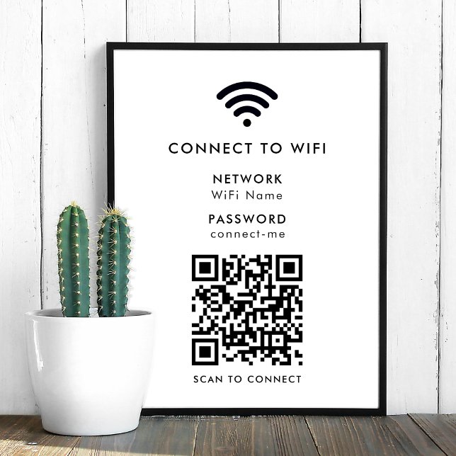 WiFi-Netzwerk | QR Code Internet Scan zum Verbinde Poster (Wi-Fi poster print wall sign with interactive QR code, connecting visitors seamlessly to your WiFi)