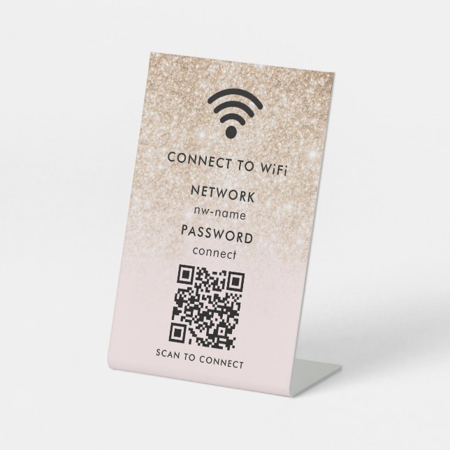 WiFi-Netzwerk | QR-Code prüfen, um eine Verbindung Sockelschild (Vorderseite)