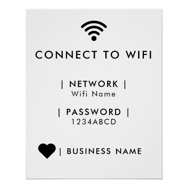 WiFi-Netzwerk- und Kennwortgeschäft Poster (Vorderseite)