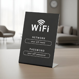 WIFI-Netzwerkanmeldetisch-Schild | Einfach, elegan Sockelschild