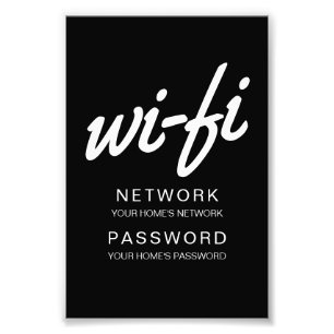 Wifi-Passcodedruck zum Framing und Anzeigen Fotodruck