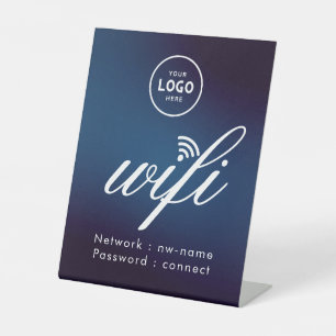 WiFi Password Code Geschäftslogo Blau Sockelschild