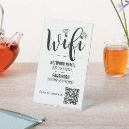 WiFi Password Code Gold Business Logo QR Code Sockelschild