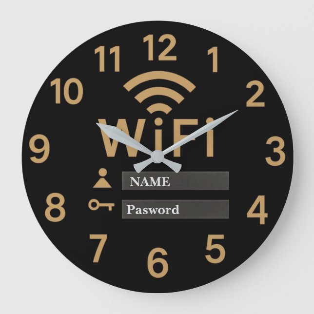 Wifi password  modern home network personalized große wanduhr (Vorderseite)
