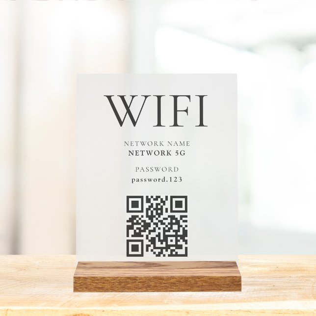 WiFi Password QR Code Business Modernes Minimalist Acrylschild (Wifi Business Sign Acrylic Aesthetic Counter Sign minimalist)