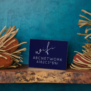 WiFi Password Signing Navy Blau Fotoplatte