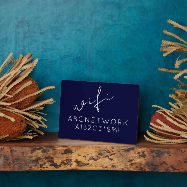 WiFi Password Signing Navy Blau Fotoplatte (Seite)