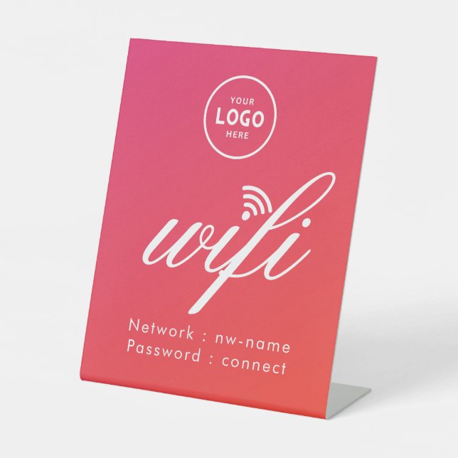WiFi Passwort Code Geschäft Logo Blau  Sockelschild (Vorderseite)
