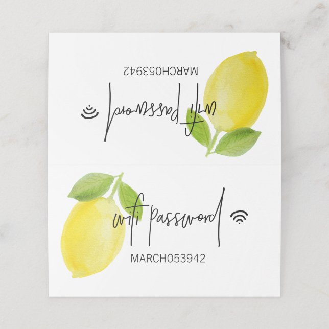 WIFI-PASSWORT Faltschachtelzeichen Platzkarte (Außenseite Aufgefaltet)