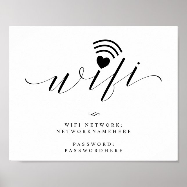 Wifi-Passwort-Kalligrafie-Schrift-Hochzeitsschild Poster (Vorne)