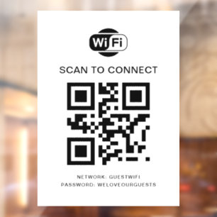 Wifi Passwort   QR-Code-Scan zum Verbinden  Fensteraufkleber