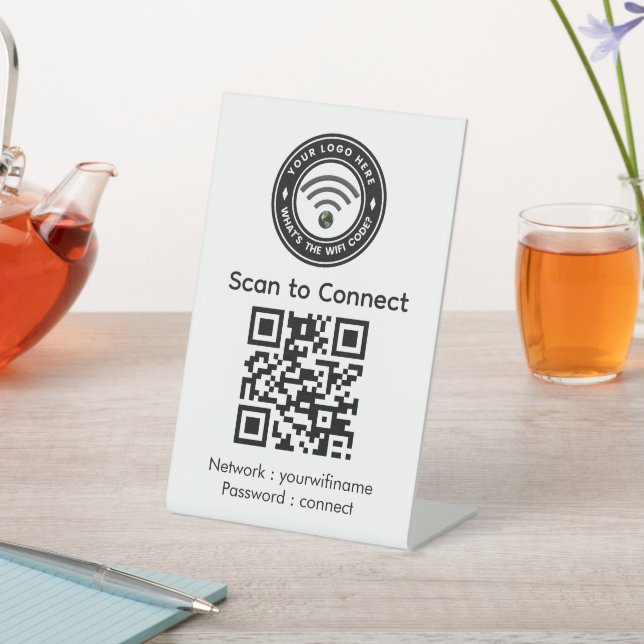 WiFi-Passwort-QR-Code-Schild | Wi‑Fi | Einzelhande Sockelschild (In SItu)