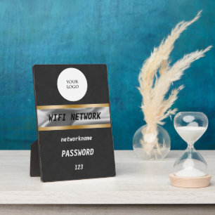 Wifi Passwort signieren Schwarzes Wildleder Gold & Fotoplatte