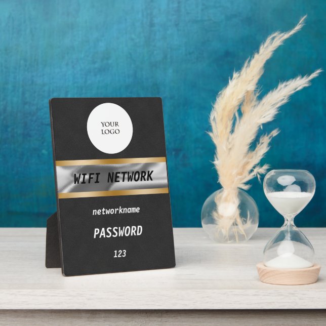 Wifi Passwort signieren Schwarzes Wildleder Gold & Fotoplatte (Seite)