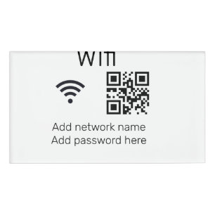 Wifi Passwort-Zeichen hinzufügen Q R Code hier Det Namenschild