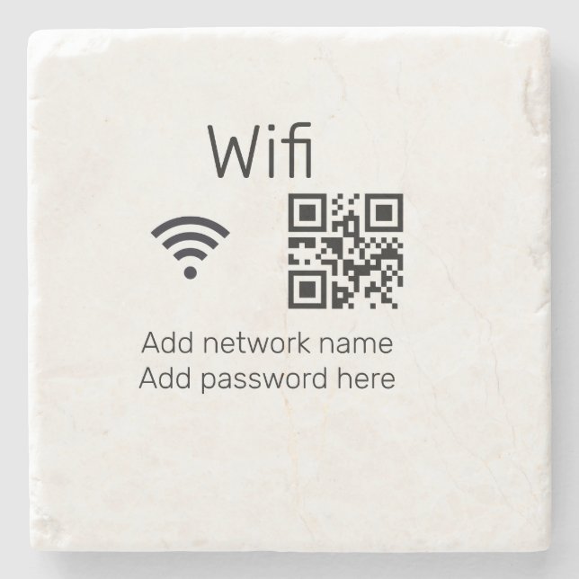 Wifi Passwort-Zeichen hinzufügen Q R Code hier Det Steinuntersetzer (Vorderseite)