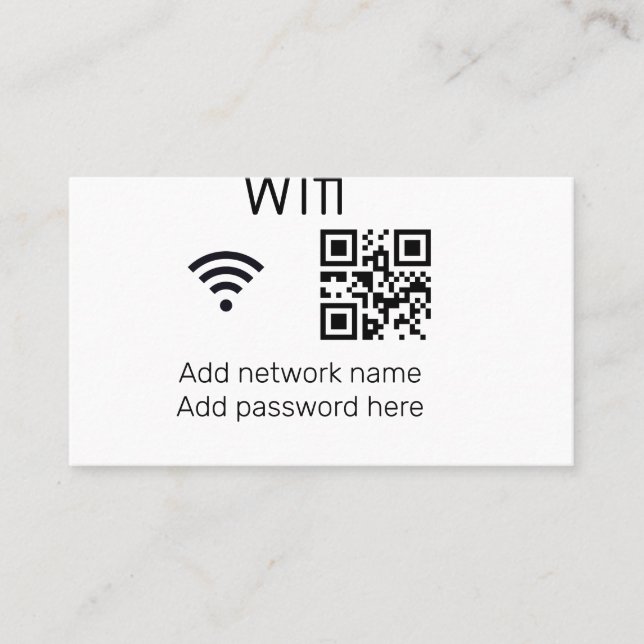 Wifi Passwort-Zeichen hinzufügen Q R Code hier Det Visitenkarte (Vorderseite)