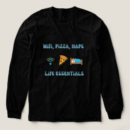 WiFi, Pizza, Nickerchen Lebensunterhalt | Lange Är Tri-Blend Shirt
