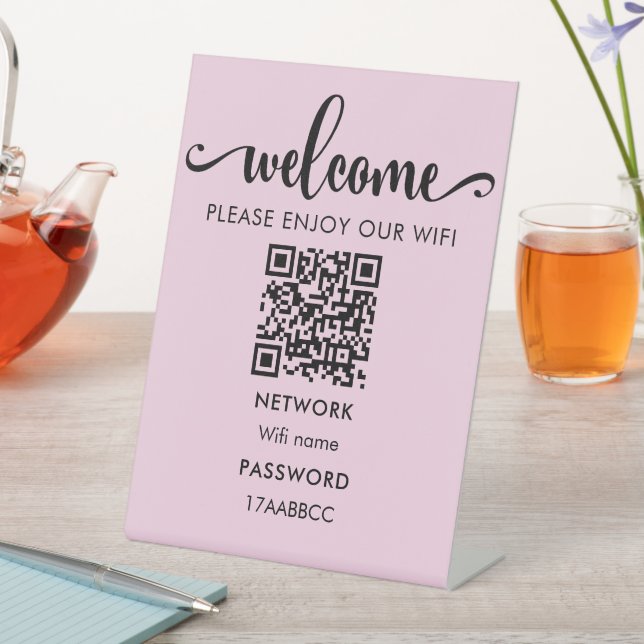WIFI - QR-Code | Bitte genießen Sie unser Wifi Pin Sockelschild (In Situ)