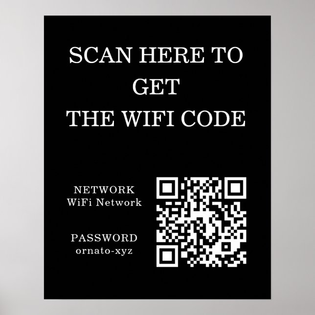 WiFi QR Code Black Poster - nach Zugriff suchen (Vorne)