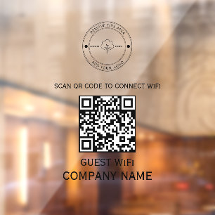 Wifi-QR-Code Passwort und Netzwerkname Schwarz Fensteraufkleber