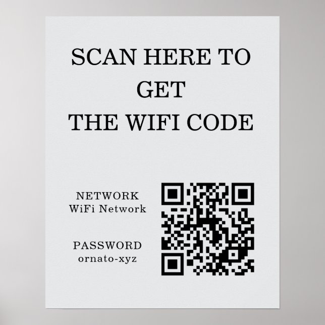 WiFi QR Code Poster Gray - nach Zugriff suchen (Vorne)