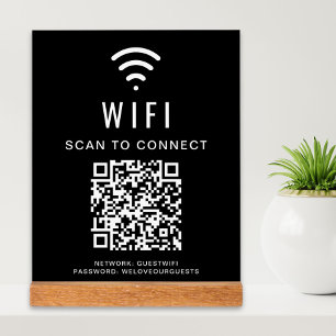 Wifi QR-Code-Scan zur Verbindung von Schwarz Acrylschild