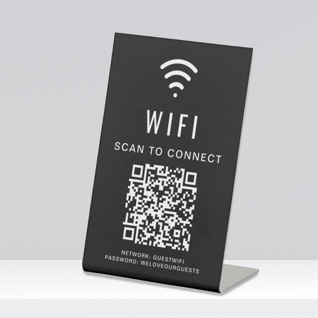 Wifi QR-Code-Scan zur Verbindung von Schwarz Sockelschild (Von Creator hochgeladen)