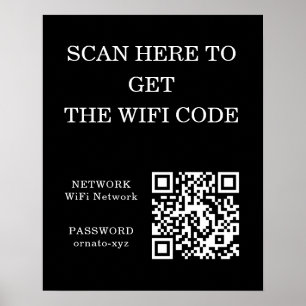 WiFi-QR-Code Schwarzer Poster – Scanne für Zugang