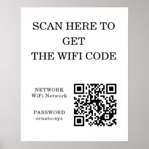 WiFi-QR-Code Weißer Poster – Scanne für Zugang