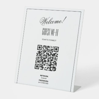 WiFi QR Code-Zeichen | Modernes Business Sockelschild